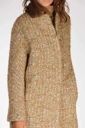 Cappotto Colletto Beige Melange Donna - 4