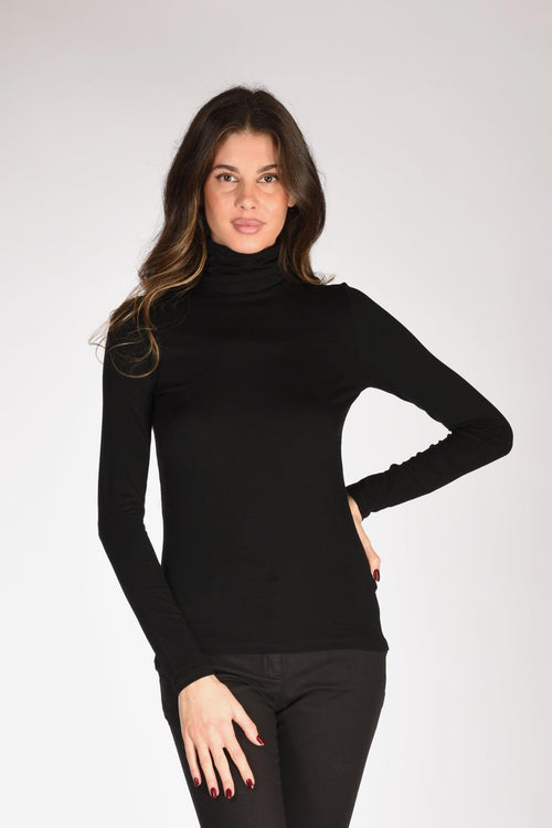 Paris Maglia Collo Alto Nero Donna