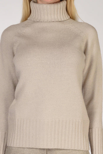 Maglia Collo Alto Beige Chiaro Donna - 3