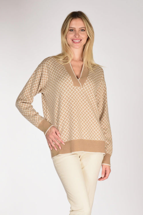 Maglia Biscottino Beige Scuro/beige Chiaro Donna