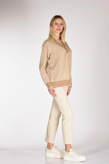 Maglia Biscottino Beige Scuro/beige Chiaro Donna - 4