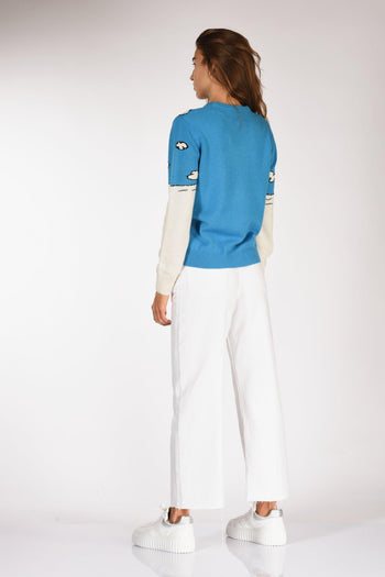 Saint Barth Maglia New Queen C Bianco/azzurro Donna - 5