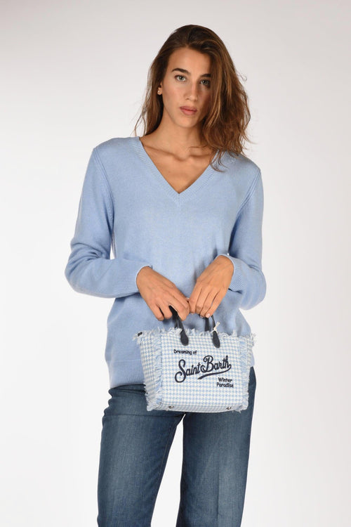 Saint Barth Borsa Vanity Mini Azzurro/bianco Donna