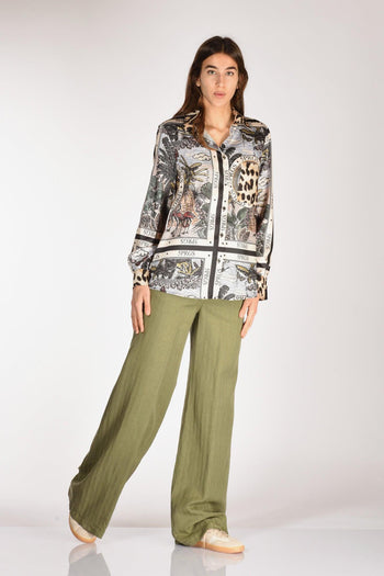 Pantalone Largo Verde Donna - 2