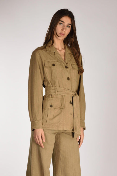 Giacca Sahariana Beige Scuro Donna