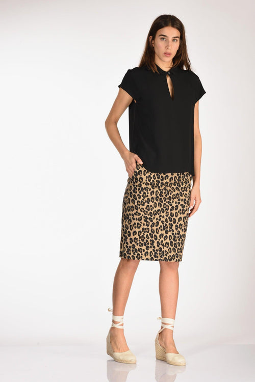 Gonna Stampata Beige/nero Donna