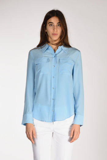 Camicia Tasche Azzurro Donna - 2