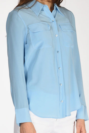 Camicia Tasche Azzurro Donna - 3