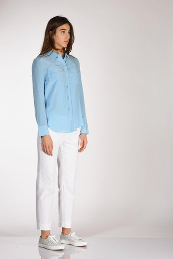 Camicia Tasche Azzurro Donna - 4