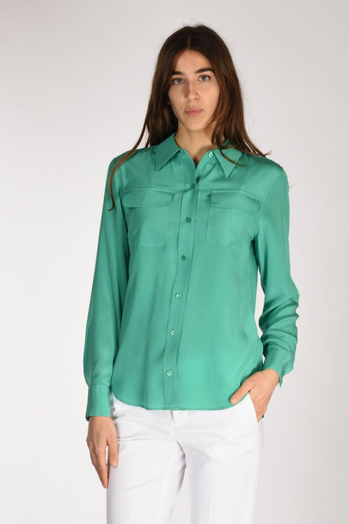 Camicia Tasche Verde Donna