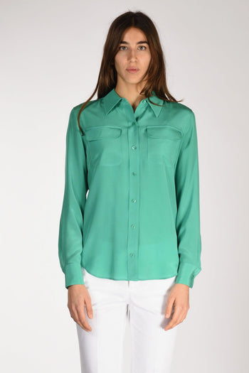 Camicia Tasche Verde Donna - 2