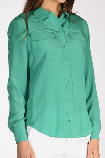 Camicia Tasche Verde Donna - 3