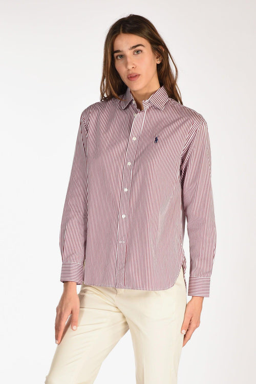 Camicia Bianco/bordeaux Donna