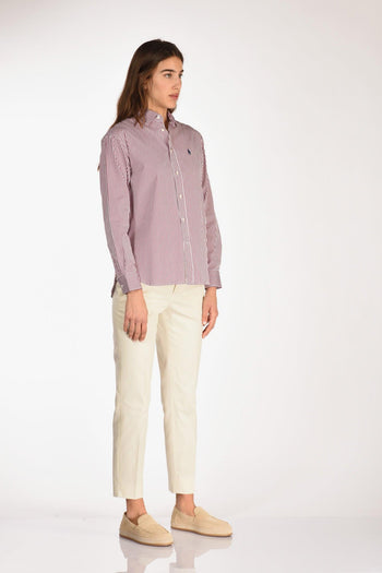 Camicia Bianco/bordeaux Donna - 4