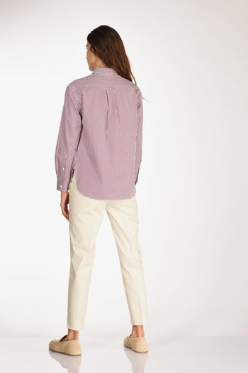 Camicia Bianco/bordeaux Donna - 5