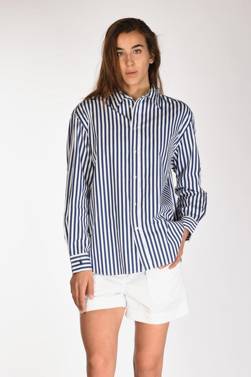 Camicia Colletto Blu/bianco Donna