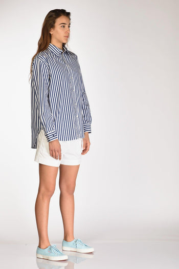 Camicia Colletto Blu/bianco Donna - 4