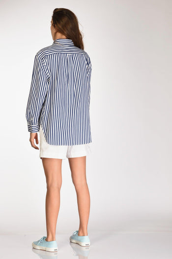 Camicia Colletto Blu/bianco Donna - 5