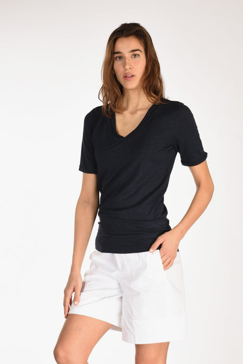 Tshirt Di Maglia Blu Donna