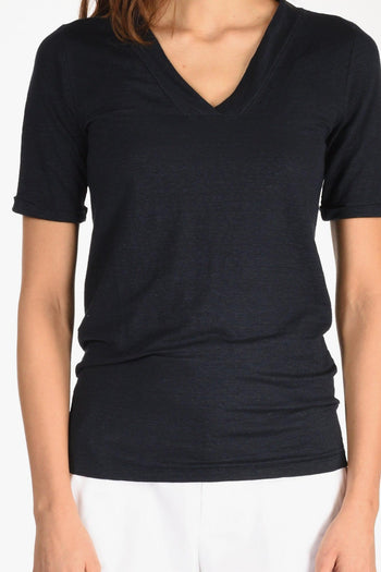 Tshirt Di Maglia Blu Donna - 3