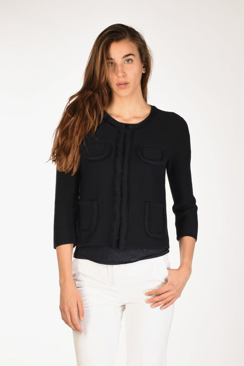 Giacca Di Maglia Blu Donna