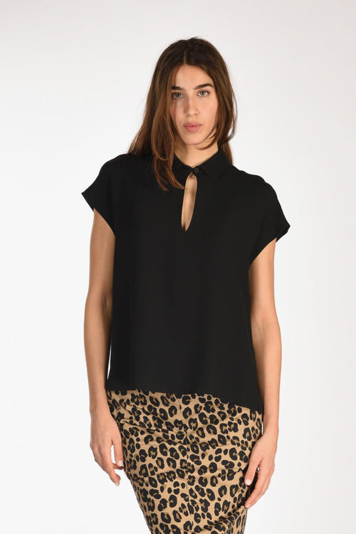 Camicia Crepe Nero Donna