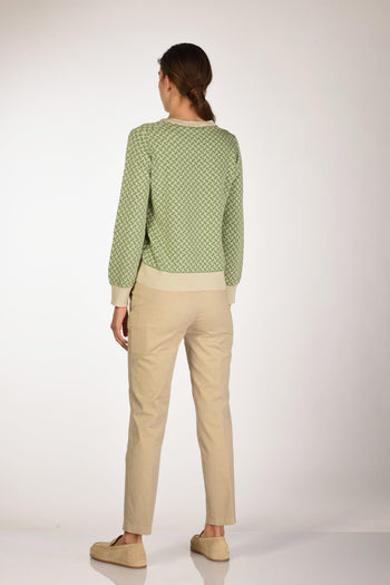 Maglia Girocollo Verde/beige Donna - 5