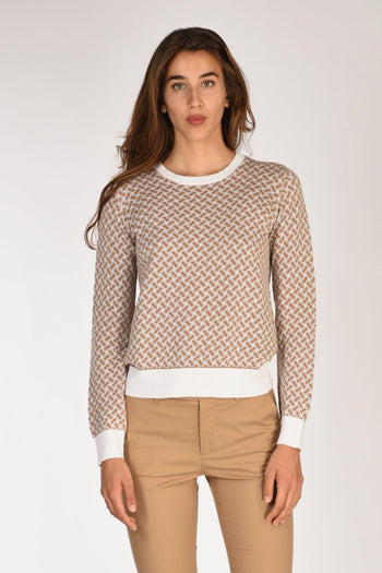 Maglia Girocollo Bianco/beige Scuro Donna - 2