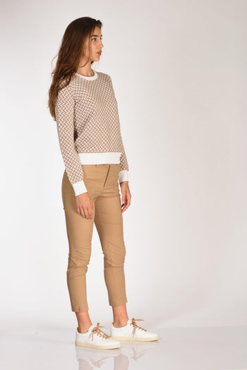 Maglia Girocollo Bianco/beige Scuro Donna - 4