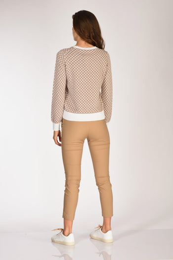 Maglia Girocollo Bianco/beige Scuro Donna - 5