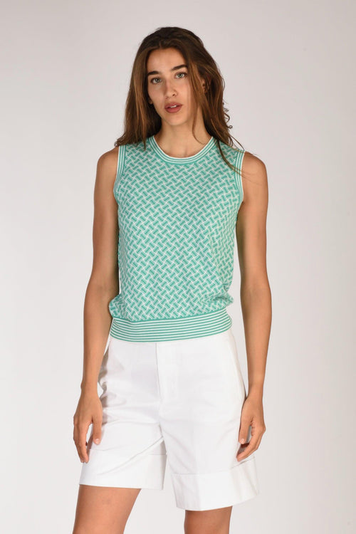 Maglia Gilet Bianco/verde Donna