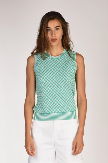 Maglia Gilet Bianco/verde Donna - 2
