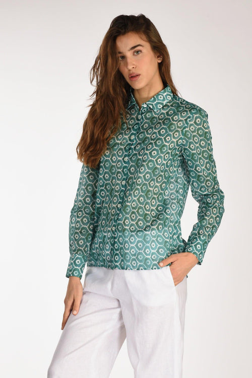 Camica Andrea Verde/bianco Donna