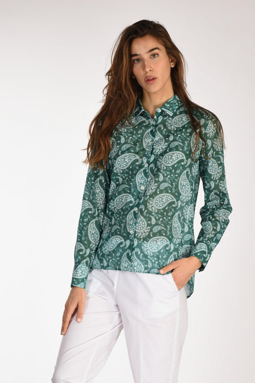 Camica Andrea Bianco/verde Donna