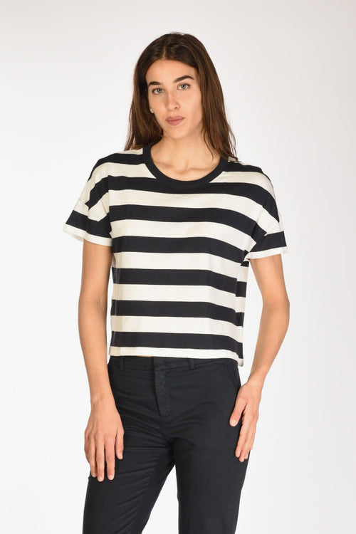 Paris Maglia Girocollo Bianco/blu Donna