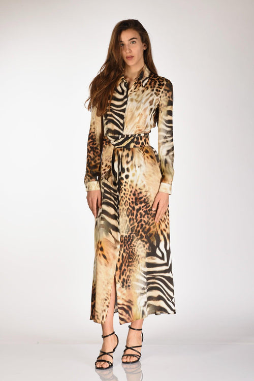 Abito Stampato Beige/nero Donna