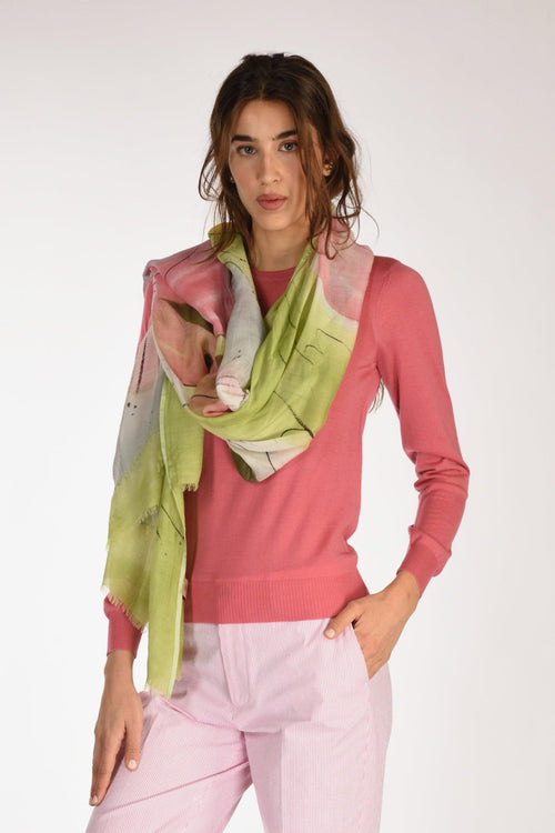 Sciarpa Stampata Bianco/rosa Donna