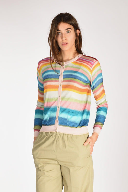 Maglia Stampata Azzurro/rosa/verde Donna