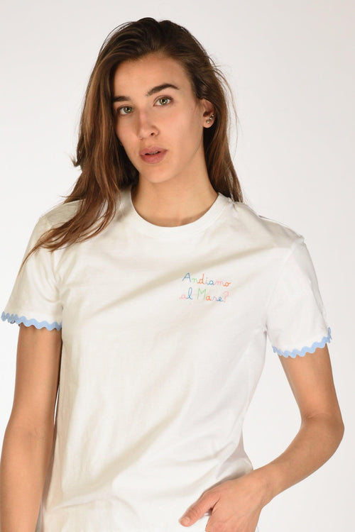 Saint Barth Tshirt Emilie Bianco/azzurro Donna