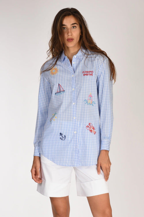 Saint Barth Camicia Brigitte Azzurro/bianco/multicolor Donna