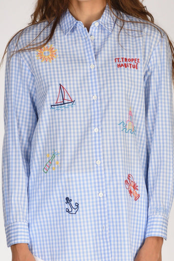 Saint Barth Camicia Brigitte Azzurro/bianco/multicolor Donna - 3