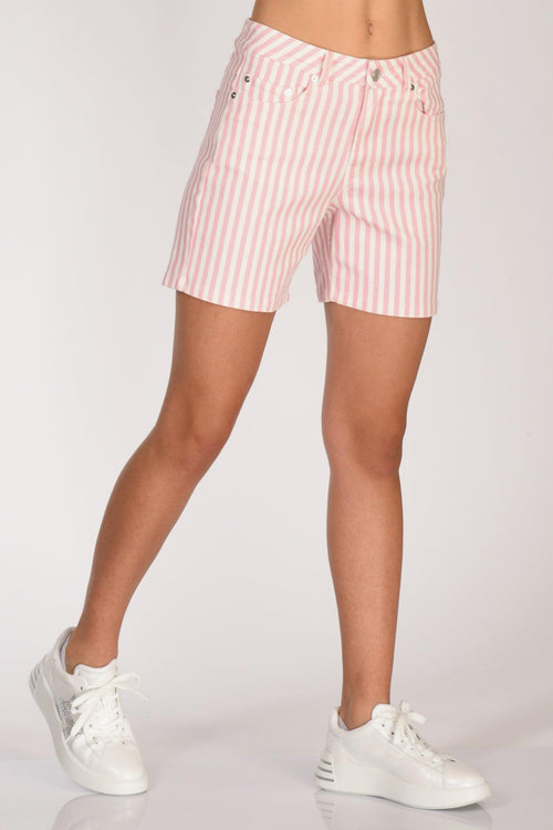 Saint Barth Bermuda Rigato Rosa/bianco Donna