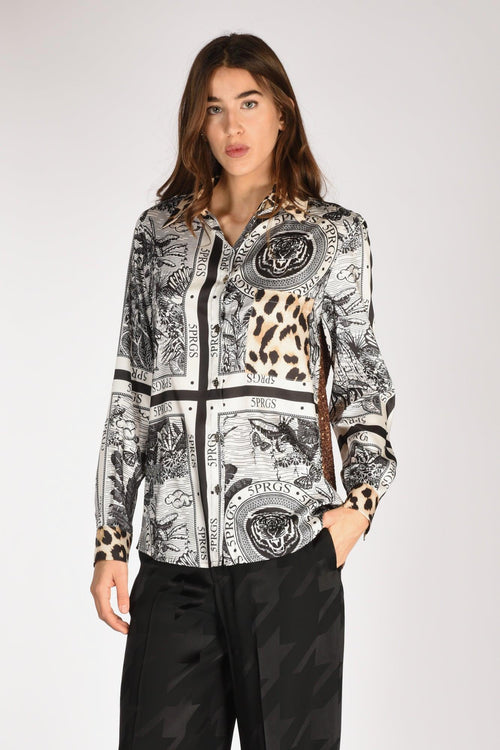 Camicia Stampa Bianco/nero Donna