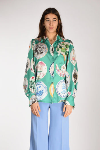 Camicia Stampa Verde/multicolor Donna - 2