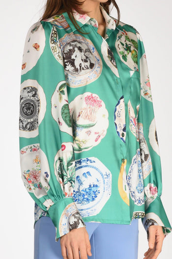 Camicia Stampa Verde/multicolor Donna - 3