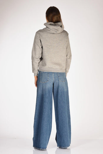 Felpa Full Zip Grigio Donna - 5