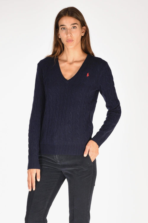 Maglia V Polo Blu Donna