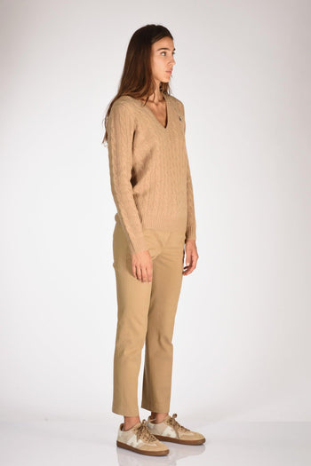 Maglia V Polo Beige Donna - 4