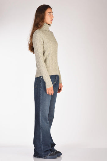 Collo Alto Polo Grigio Donna - 4