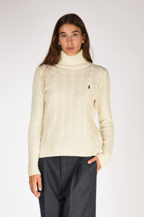 Collo Alto Polo Bianco Naturale Donna